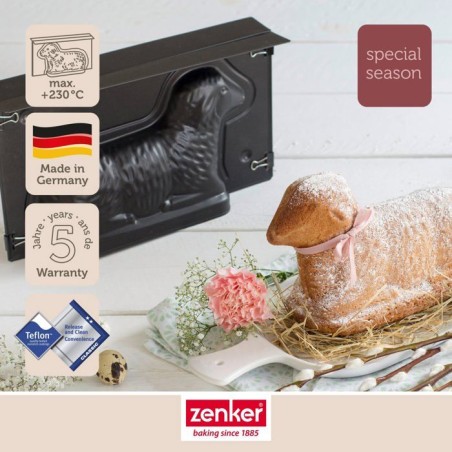 Lot de 2 moules a gâteaux 3D - ZENKER - Special Season - Forme d'agneau pascal - 900 ml