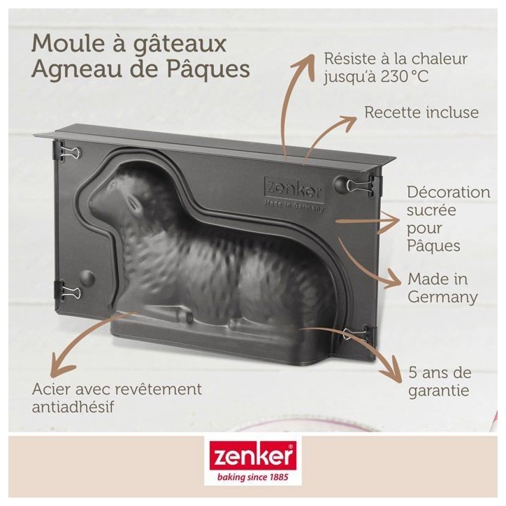 Lot de 2 moules a gâteaux 3D - ZENKER - Special Season - Forme d'agneau pascal - 900 ml Lot de 2 moules a gâteaux 3D - ZENKER - Special Season - Forme d'agneau pascal - 900 ml