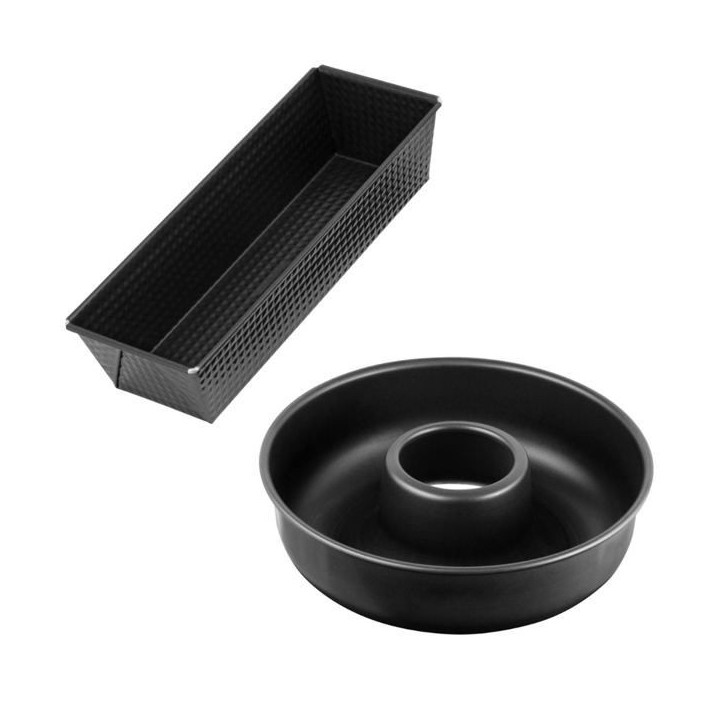 Set de moule a cakes et moule a savarins - ZENKER - Black Metallic - 30,5 x 11,5 cm et 28 cm