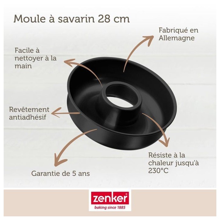 Set de moule a cakes et moule a savarins - ZENKER - Black Metallic - 30,5 x 11,5 cm et 28 cm