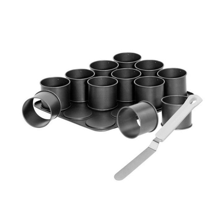 Plaque a pâtisserie mini gâteaux et spatule a glacer - ZENKER - Black Metallic