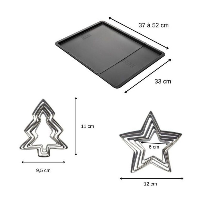 Ensemble avec plaque a pâtisserie extensible et 10 emporte-pieces - ZENKER Ensemble avec plaque a pâtisserie extensible et 10 emporte-pieces - ZENKER
