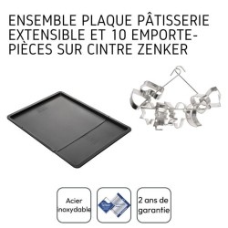 Ensemble avec plaque a pâtisserie extensible et 9 emporte-pieces sur