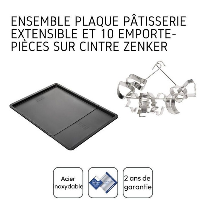 Ensemble avec plaque a pâtisserie extensible et 9 emporte-pieces sur cintre - ZENKER Ensemble avec plaque a pâtisserie extensible et 9 emporte-pieces sur cintre - ZENKER