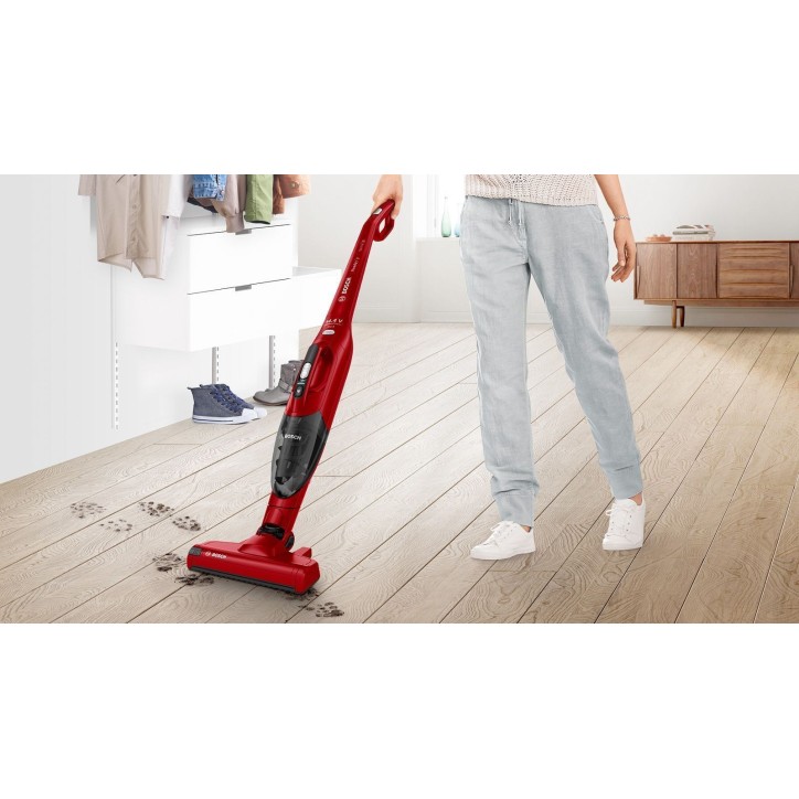 BOSCH BBHF214R - Aspirateur Balai sans fil 2 en 1- Aspirateur de table intégré - Position Parking (tient seul debout)