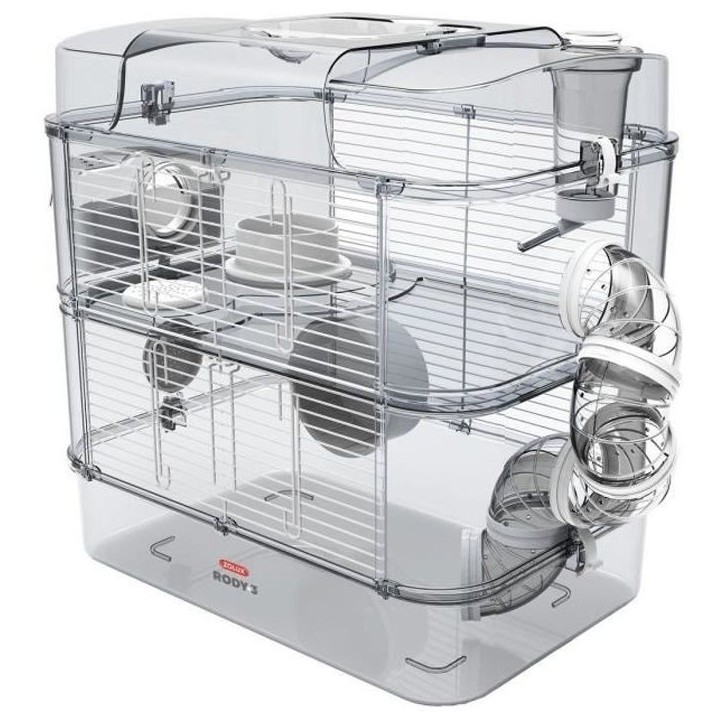 ZOLUX Cage sur 2 étages pour hamsters, souris et gerbilles - Rody3 duo - L 41 x p 27 x h 40,5 cm - Blanc ZOLUX Cage sur 2 étages pour hamsters, souris et gerbilles - Rody3 duo - L 41 x p 27 x h 40,5 cm - Blanc