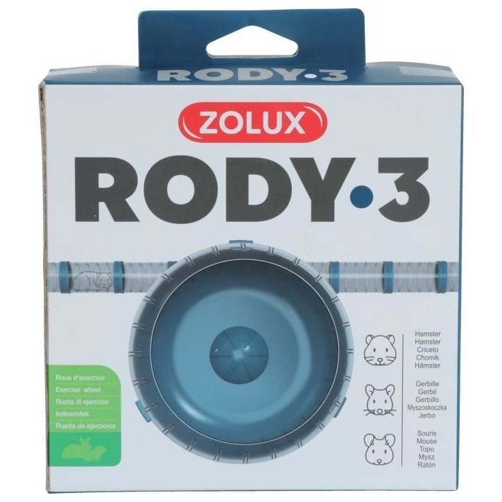 Roue d'exercice silencieuse adaptés aux cages Rody3 - ZOLUX - Rodylounge - Pour petits rongeurs - Bleu
