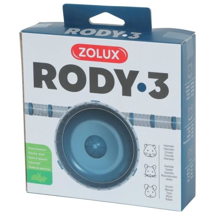 Roue d'exercice silencieuse adaptés aux cages Rody3 - ZOLUX - Rodylounge - Pour petits rongeurs - Bleu