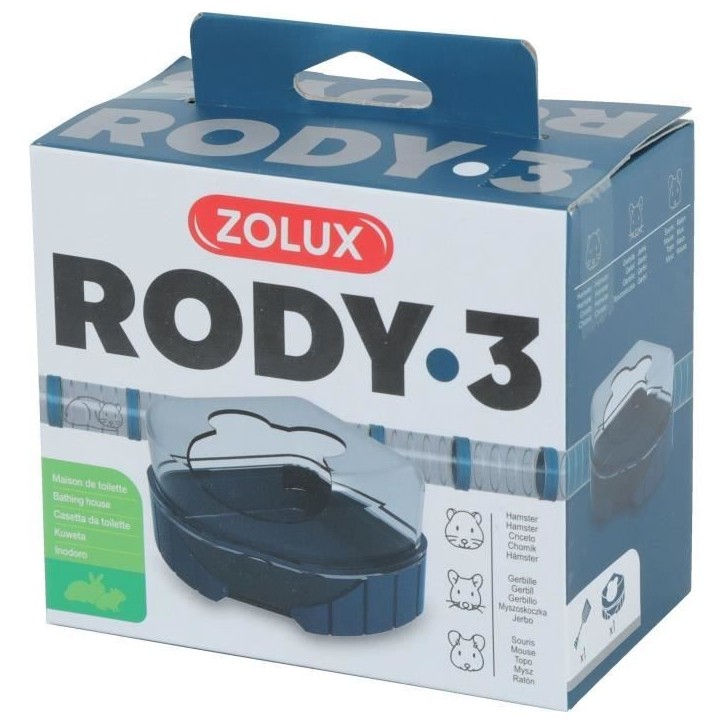 Maison de toilette pour cages Rody3 - ZOLUX - Rodylounge - Pour petits rongeur - Bleu