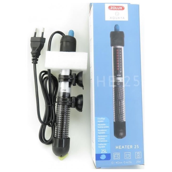 Chauffage d'aquarium - ZOLUX - Heater 25 - 25 W - Longueur 23 cm - Pour 20 a 50 litres