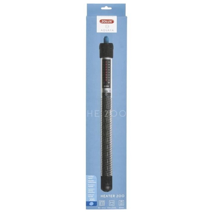 Chauffage pour aquarium - Zolux - 200W - Température réglable jusqu'a 34°C - Noir - Poisson d'eau de mer