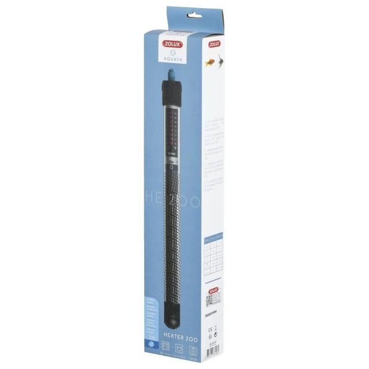 Chauffage pour aquarium - Zolux - 200W - Température réglable jusqu'a 34°C - Noir - Poisson d'eau de mer
