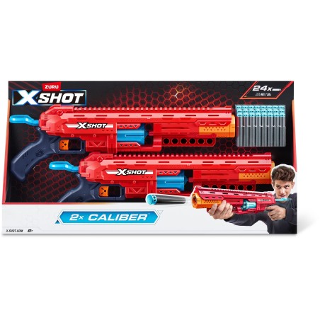 ZURU XSHOT - Pack combo pistolet - Blaster Excel Caliber - 24 fléchettes
