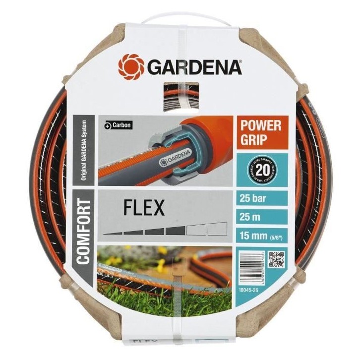 GARDENA Tuyau d'arrosage Comfort FLEX – Longueur 25m – Ø15mm – Anti noeud et indéformable – Garantie 20 ans (18045-26)