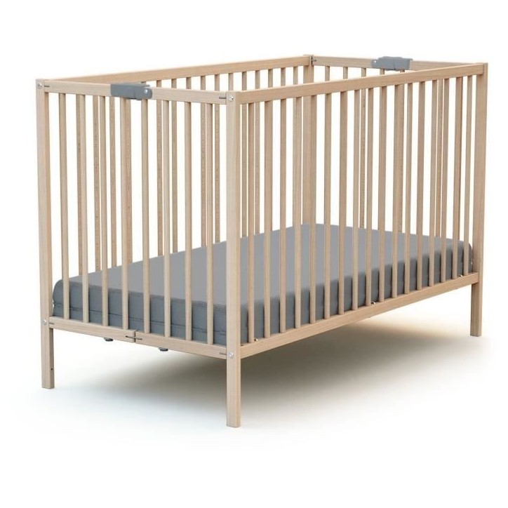 Lit bébé pliant - 60 x 120 cm - WEBABY - FLEX - Hetre brut
