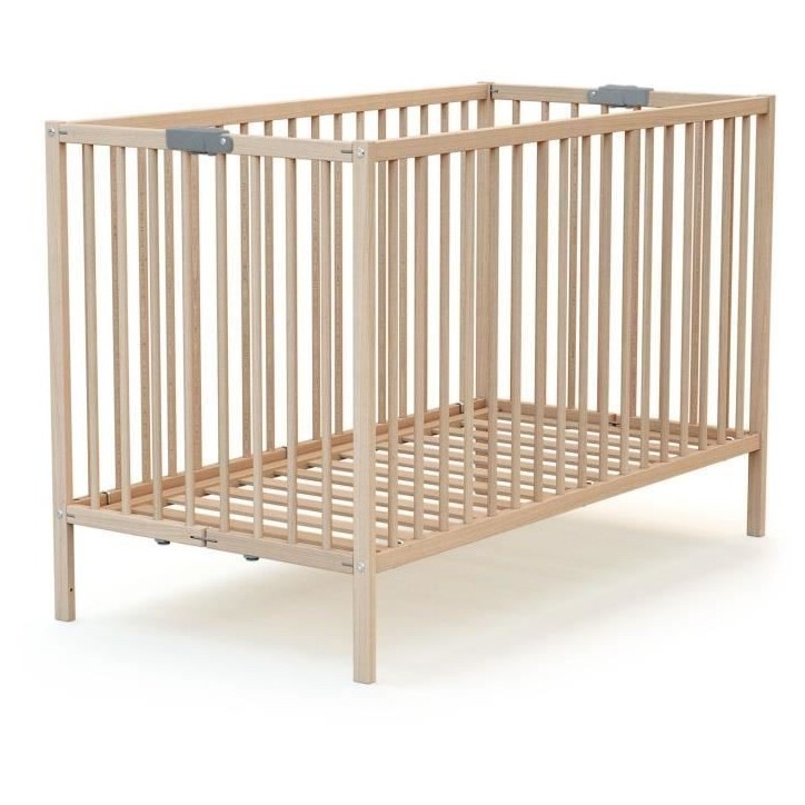 Lit bébé pliant - 60 x 120 cm - WEBABY - FLEX - Hetre brut
