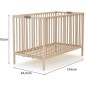 Lit bébé pliant - 60 x 120 cm - WEBABY - FLEX - Hetre brut
