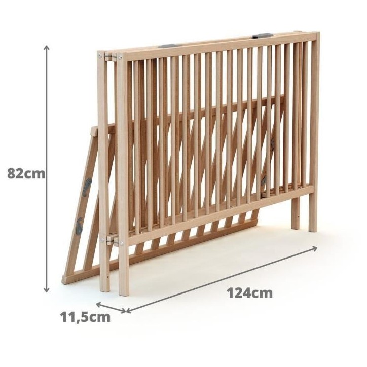 Lit bébé pliant - 60 x 120 cm - WEBABY - FLEX - Hetre brut