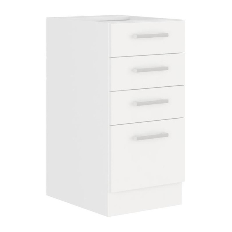 ATLAS Meuble bas 4 tiroirs - Décor blanc - L40 x P52x H82 - Plan de t ATLAS Meuble bas 4 tiroirs - Décor blanc - L40 x P52x H82 - Plan de t