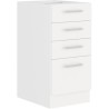 ATLAS Meuble bas 4 tiroirs - Décor blanc - L40 x P52x H82 - Plan de t