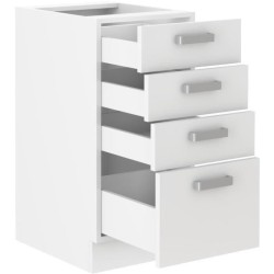 ATLAS Meuble bas 4 tiroirs - Décor blanc - L40 x P52x H82 - Plan de t