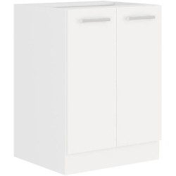 ATLAS Meuble bas 2 portes - Décor blanc - L60 x P52 x H82 cm - Plan d