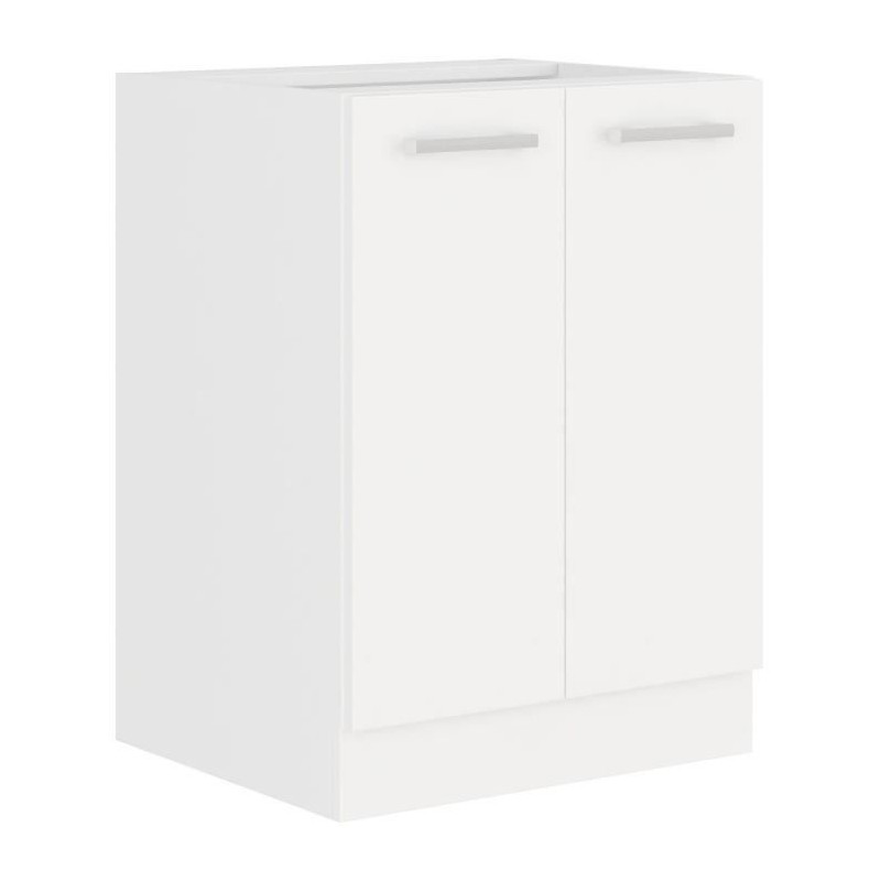 ATLAS Meuble bas 2 portes - Décor blanc - L60 x P52 x H82 cm - Plan d ATLAS Meuble bas 2 portes - Décor blanc - L60 x P52 x H82 cm - Plan d