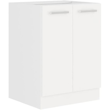 ATLAS Meuble bas 2 portes - Décor blanc - L60 x P52 x H82 cm - Plan d