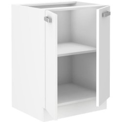 ATLAS Meuble bas 2 portes - Décor blanc - L60 x P52 x H82 cm - Plan d