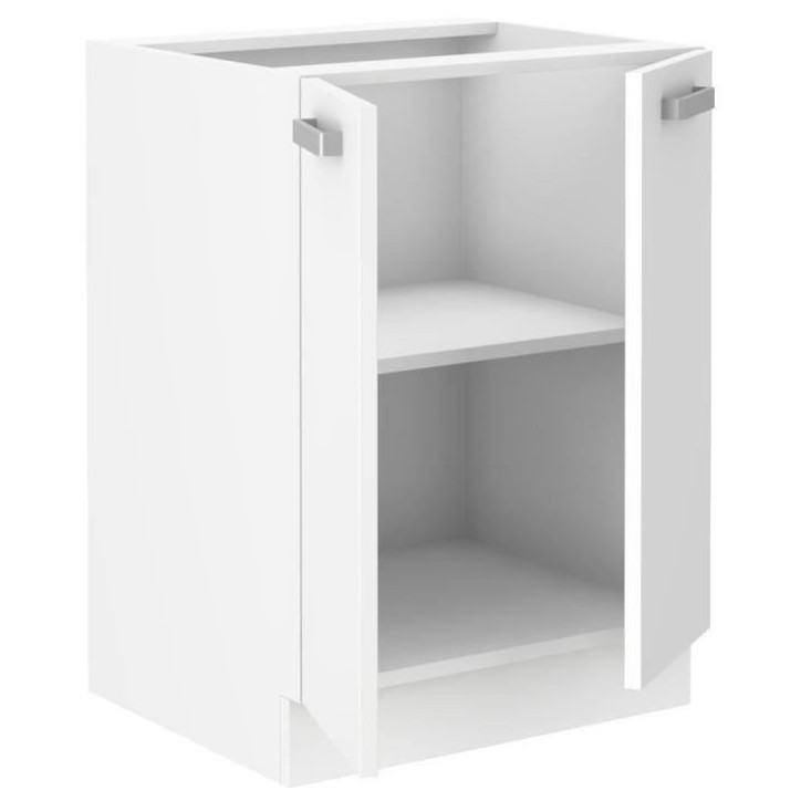 ATLAS Meuble bas 2 portes - Décor blanc - L60 x P52 x H82 cm - Plan de travail non inclus ATLAS Meuble bas 2 portes - Décor blanc - L60 x P52 x H82 cm - Plan de travail non inclus