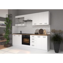 ATLAS Meuble bas 2 portes - Décor blanc - L60 x P52 x H82 cm - Plan d