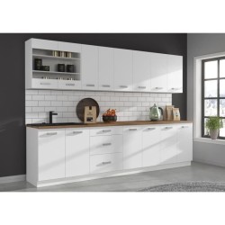 ATLAS Meuble bas 2 portes - Décor blanc - L60 x P52 x H82 cm - Plan d