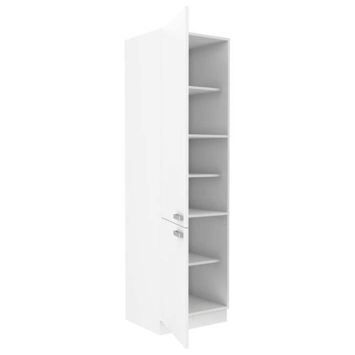ATLAS Colonne de cuisine 2 portes - L 60 x P 58 x H 210 cm - Décor blanc