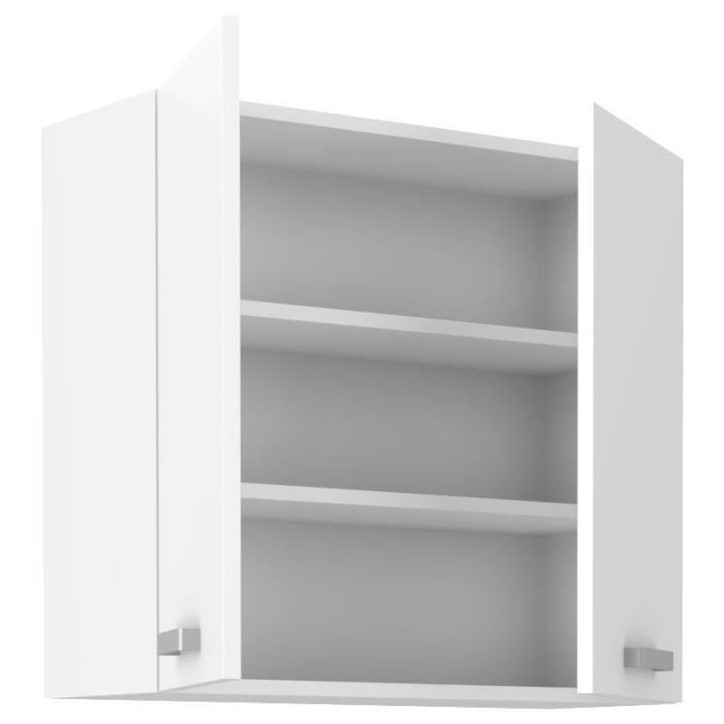 ATLAS Meuble haut 2 portes battantes - Décor blanc - L80 x P31 x H72 ATLAS Meuble haut 2 portes battantes - Décor blanc - L80 x P31 x H72