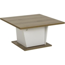 Table basse bar - ATOS - Carré - Chene Helvezia / Blanc - 69 x 69 x 3