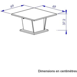 Table basse bar - ATOS - Carré - Chene Helvezia / Blanc - 69 x 69 x 3