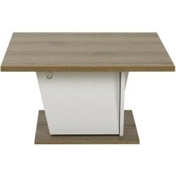 Table basse bar - ATOS - Carré - Chene Helvezia / Blanc - 69 x 69 x 3