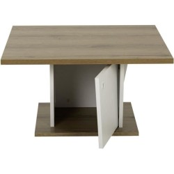 Table basse bar - ATOS - Carré - Chene Helvezia / Blanc - 69 x 69 x 3