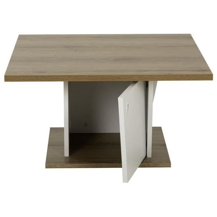 Table basse bar - ATOS - Carré - Chene Helvezia / Blanc - 69 x 69 x 38 cm Table basse bar - ATOS - Carré - Chene Helvezia / Blanc - 69 x 69 x 38 cm