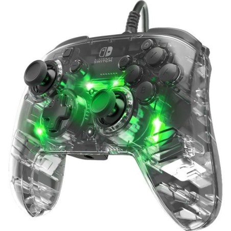 Manette filaire pour Nintendo Switch - PDP - Afterglow - Éclairage LED - Transparent