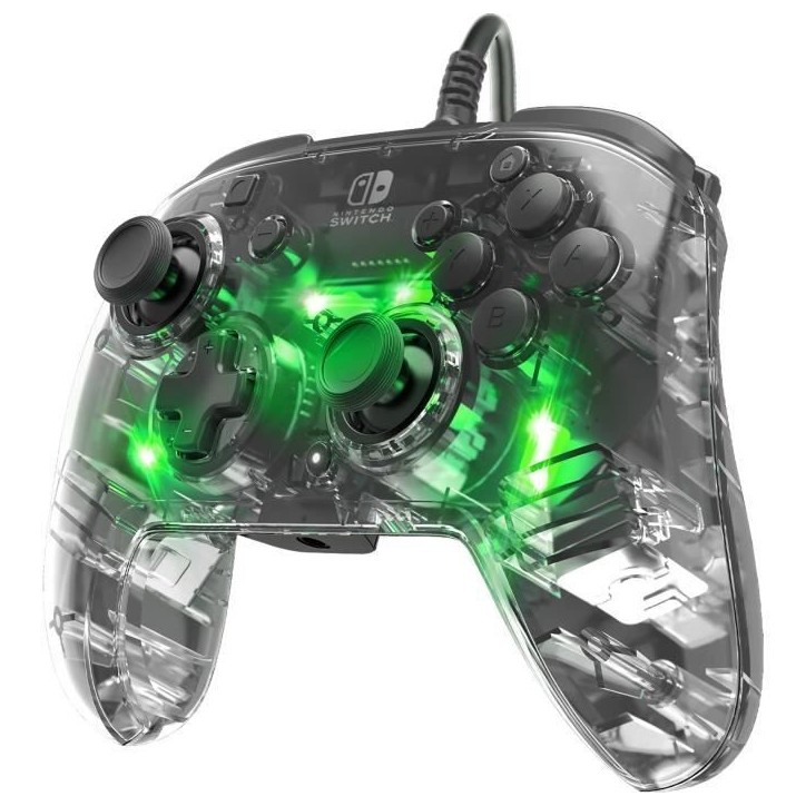 Manette filaire pour Nintendo Switch - PDP - Afterglow - Éclairage LED - Transparent