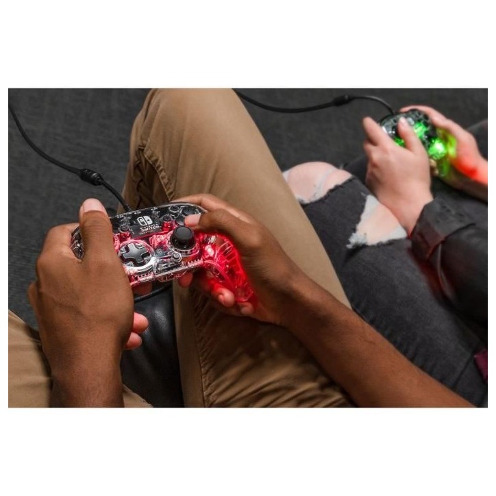 Manette filaire pour Nintendo Switch - PDP - Afterglow - Éclairage LED - Transparent