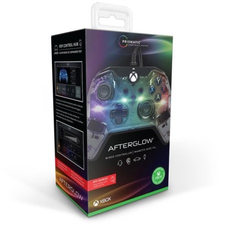 Manette de jeu - Xbox Series X|S, Xbox One et PC - LED Afterglow - Filaire - PDP - Transparent