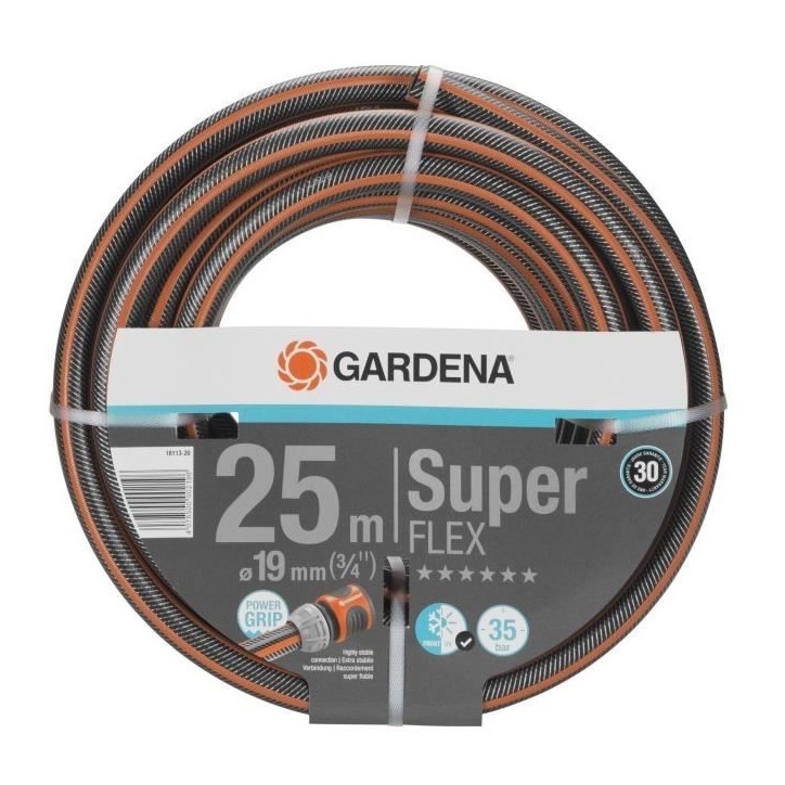 GARDENA Tuyau d'arrosage Premium SuperFLEX – Longueur 25m – Ø19mm – Anti noeud et indéformable – Garantie 30 ans (1811