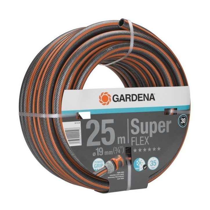 GARDENA Tuyau d'arrosage Premium SuperFLEX – Longueur 25m – Ø19mm – Anti noeud et indéformable – Garantie 30 ans (1811