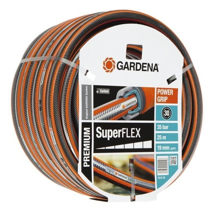GARDENA Tuyau d'arrosage Premium SuperFLEX – Longueur 25m – Ø19mm – Anti noeud et indéformable – Garantie 30 ans (1811