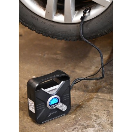 Compresseur programmable Mai 7 bars / 12V - PRECISION STEEL - Programmable - Affichage Digital - pneus, auto/moto/velo - Ballons