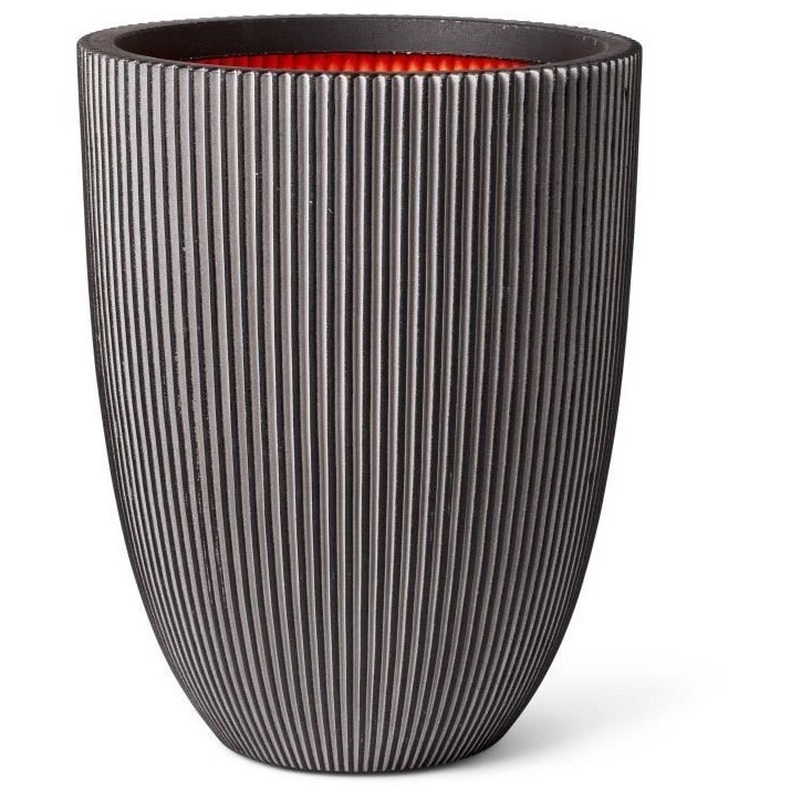 CAPI EUROPE Vase élégant bas GROOVE NL - 34x46 cm - Anthracite CAPI EUROPE Vase élégant bas GROOVE NL - 34x46 cm - Anthracite