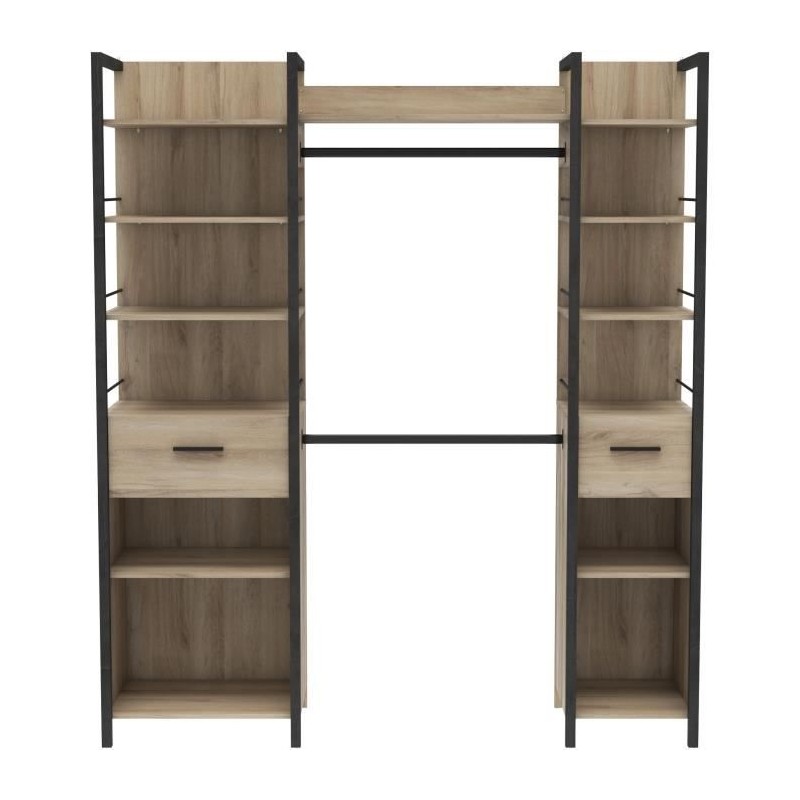 Kit Dressing extensible - L179 x P48 x H208 cm - Chene Kronberg / Noir Kit Dressing extensible - L179 x P48 x H208 cm - Chene Kronberg / Noir