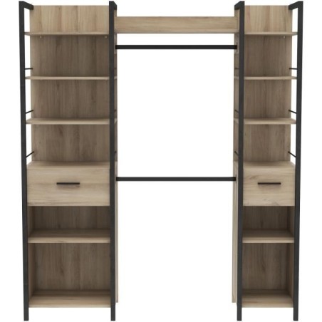 Kit Dressing extensible - L179 x P48 x H208 cm - Chene Kronberg / Noir